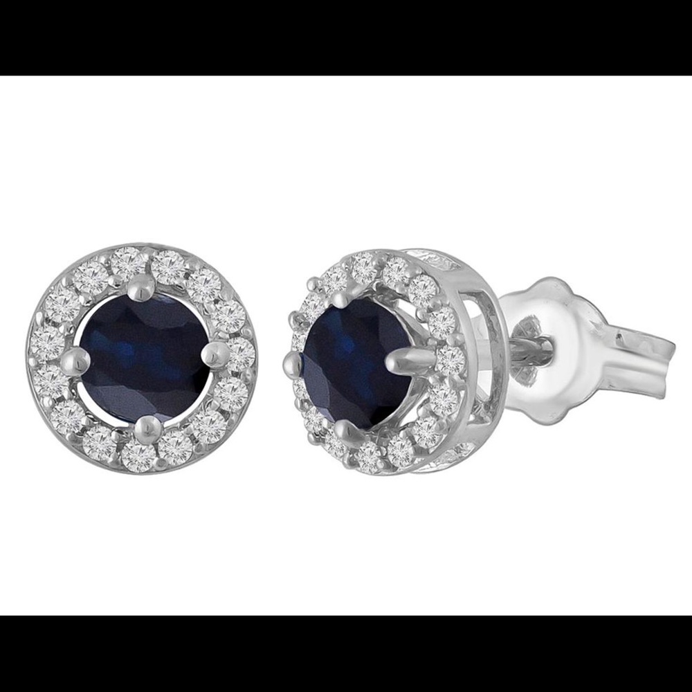 Genuine sapphire and white topaz earrings